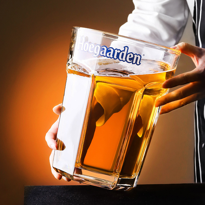 Vaso de cristal súper grande de celebridades de Internet Vaso de cerveza blanca Bélgica Fujia Vaso de bomba hexagonal de gran capacidad de barra Espesar