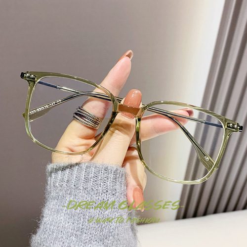 Korean version of the new square frame ultra-light retro rice nail anti-blue light glasses for female Internet celebrities with the same style plain glasses for men