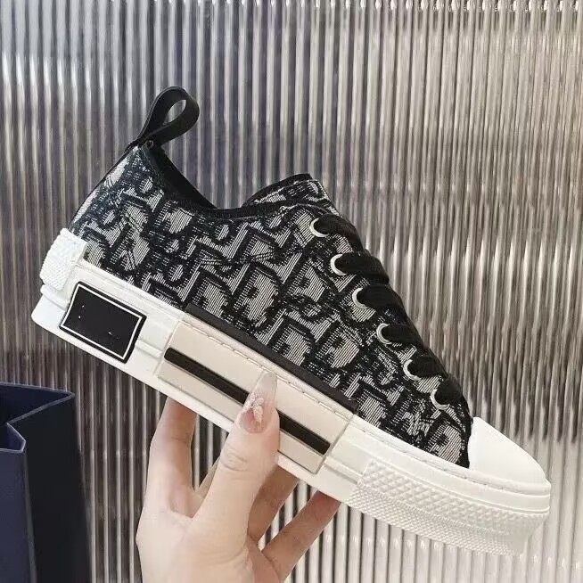 European Export Men's Shoes for Couples, Breathable Printed Fashion Sneakers, D Letter Canvas Thick-Soled Casual Sports Shoes