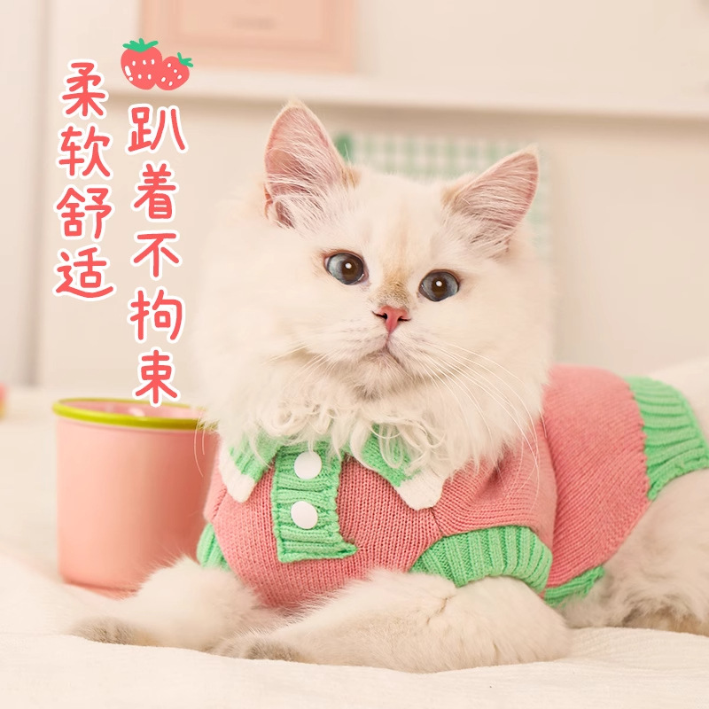 Ropa de gato otoño e invierno mascota gatito gatito títere ropa de invierno suéter cálido de invierno gato anti-caída invierno gato