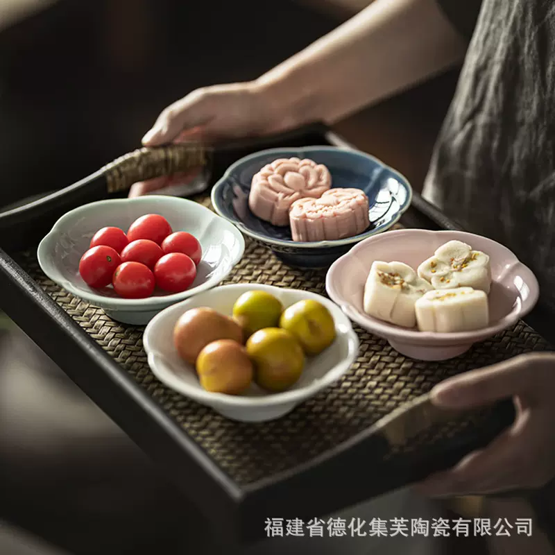 围炉煮茶摆件点心盘果盘陶瓷茶点盘中式复古糕点盘精致壶承干泡台