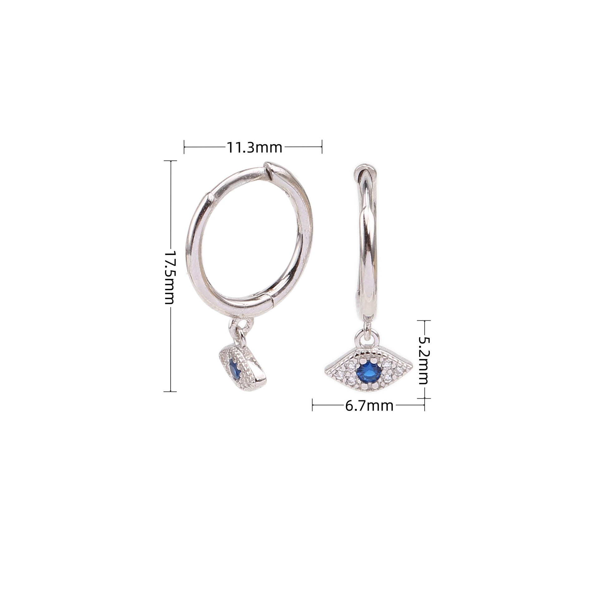 Electroplating Gold Plating Process 925 Sterling Silver Ear Needle Material 1 Pair 925 Sterling Silver Zircon Devil'S Eye Drop Earrings