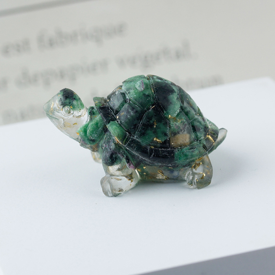 Cristal natural Animal Cristal blanco Cute Little Turtle Decoración creativa Adornos de escritorio Artesanías Decoración de coche