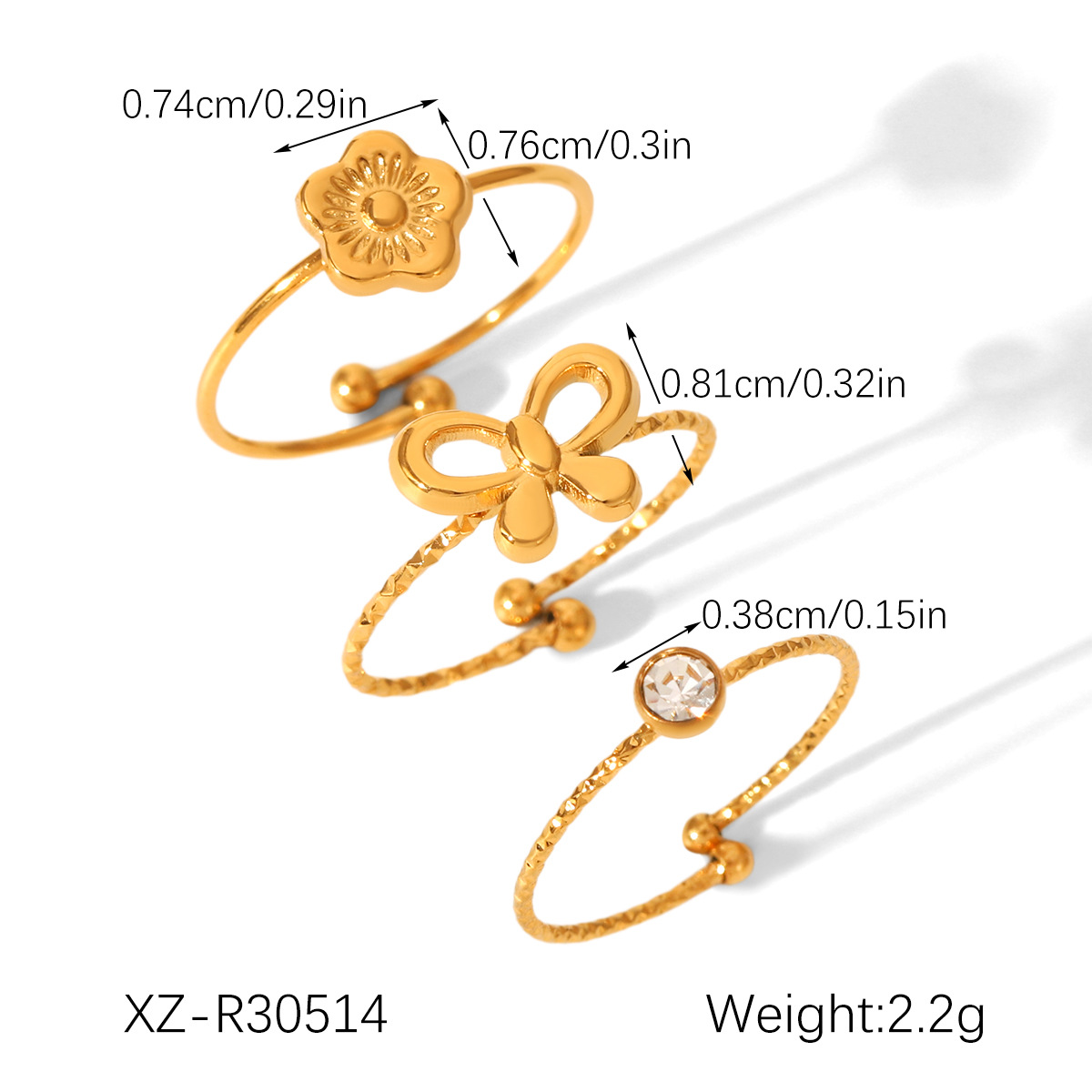 French Retro European And American Titanium Niche High-end Zircon Inlaid Stainless Steel Ring Set Hand Jewelry For Women Rings_voghion.com