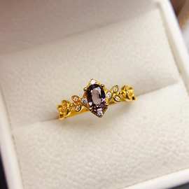 工厂批发爆款天然尖晶石戒指S925银镶嵌主石4*6热销欧美一件代发