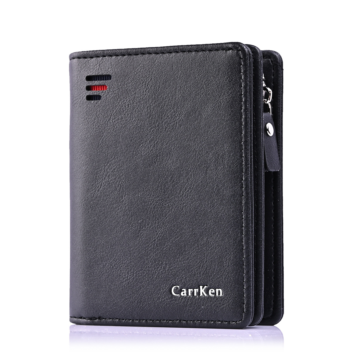 Cartera corta para hombre con cremallera, anti-desmagnetización