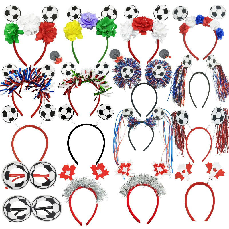 Fútbol transfronterizo simulación de flores fiestas Copa del Mundo atmósfera decorativa banda de pelo Europa fanáticos decoración banda de cabeza de fútbol