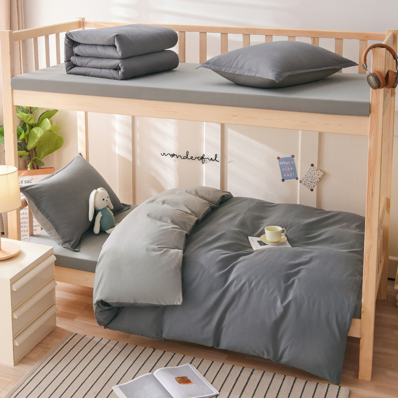 Algodón engrosado y cepillado de tres piezas Algodón de cuatro piezas Dormitorio de estudiantes Estudiantes de secundaria Cama individual superior Funda de edredón