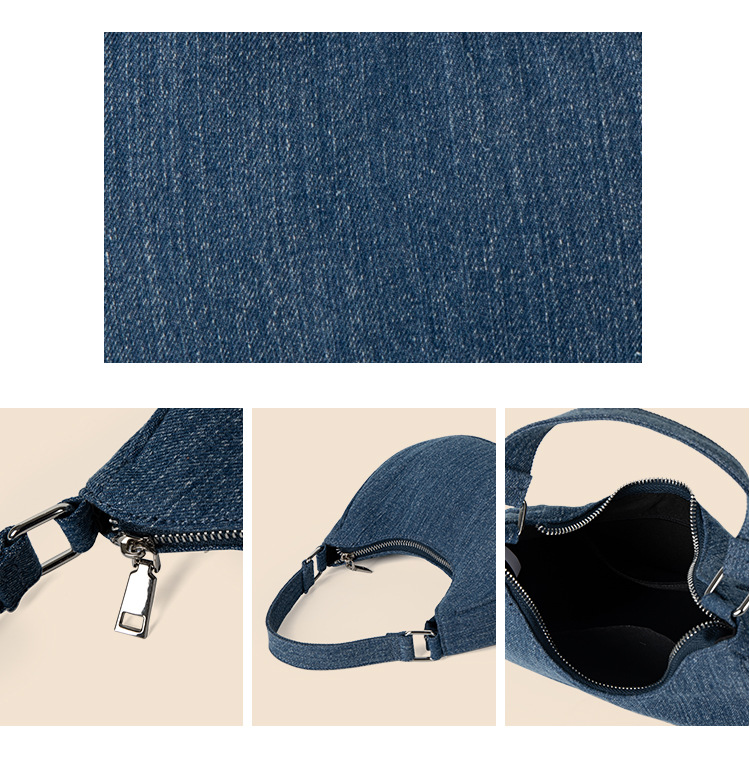 New women's summer versatile denim bag with a sense of luxury, fashion trend, semi-circular handbag for work and_voghion.com