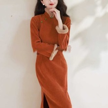 新中式旗袍2025冬款女长袖新年战袍棉衣拜年服感复古日常保暖