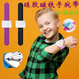 现货批发硅胶磁铁啪啪圈手环硅胶手腕带美发工具美发师强磁吸针器