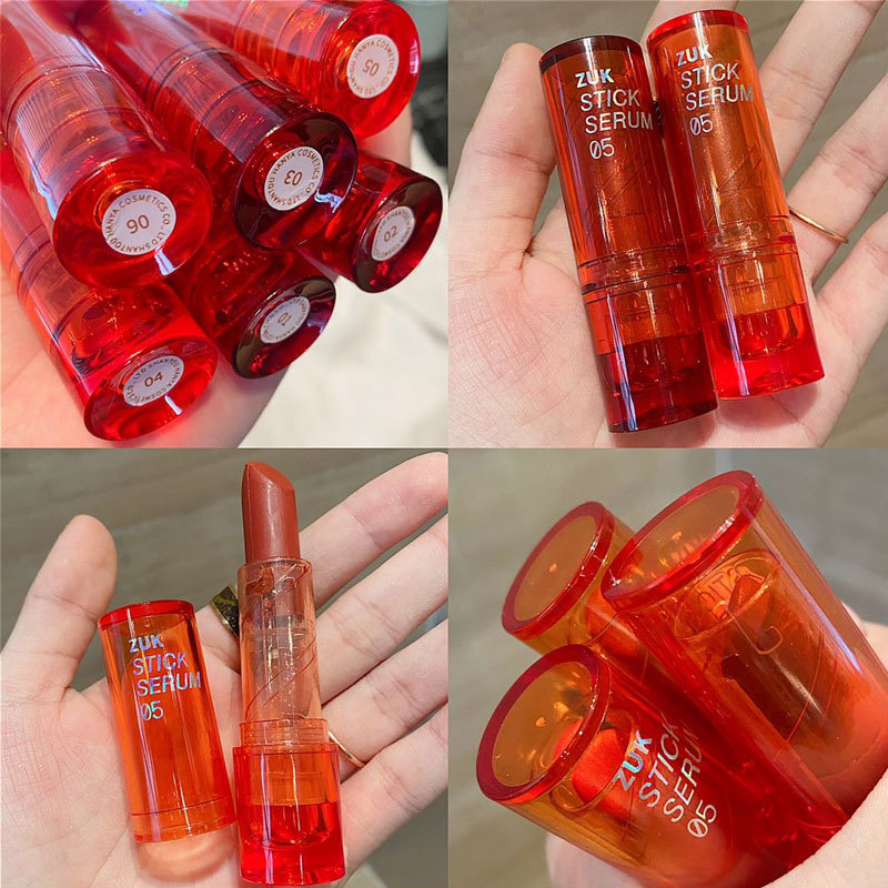 ZUK2021新款不易掉色不沾杯素颜唇膏透明果冻壳雾面丝绒哑光口红|ru