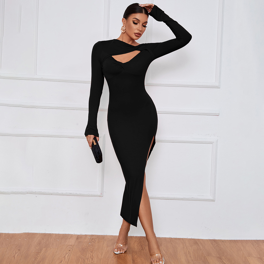 Women's Slim Fit Long-Sleeve Maxi Bodycon Dress