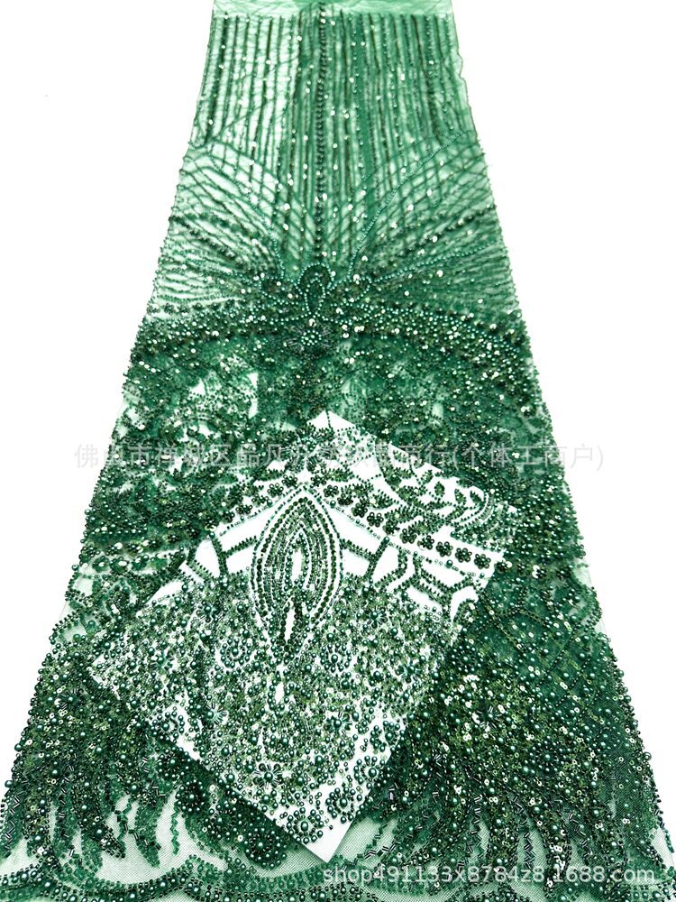 Fabrica directa de fabricación de tejido de bordado de bolsas tridimensionales franceses de alta gama vestido de boda de moda tubo de bordado de perlas tela