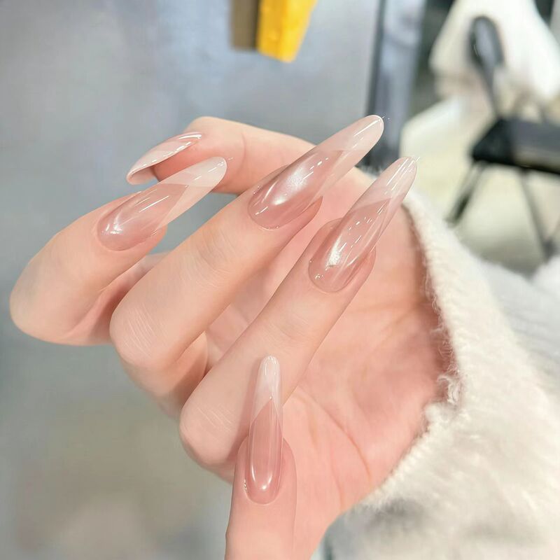 Nude Color Nail Art New Style Huanhuan Cat Eye Wearable Nails Minimalist Gentle High-End Feel Brightening Wearable Nail Tips Wholesale Nude Color Nail Art New Style Huanhuan Cat Eye Wearable Nails Minimalist Gentle High-End Feel Brightening Wearable Nail Tips Wholesale