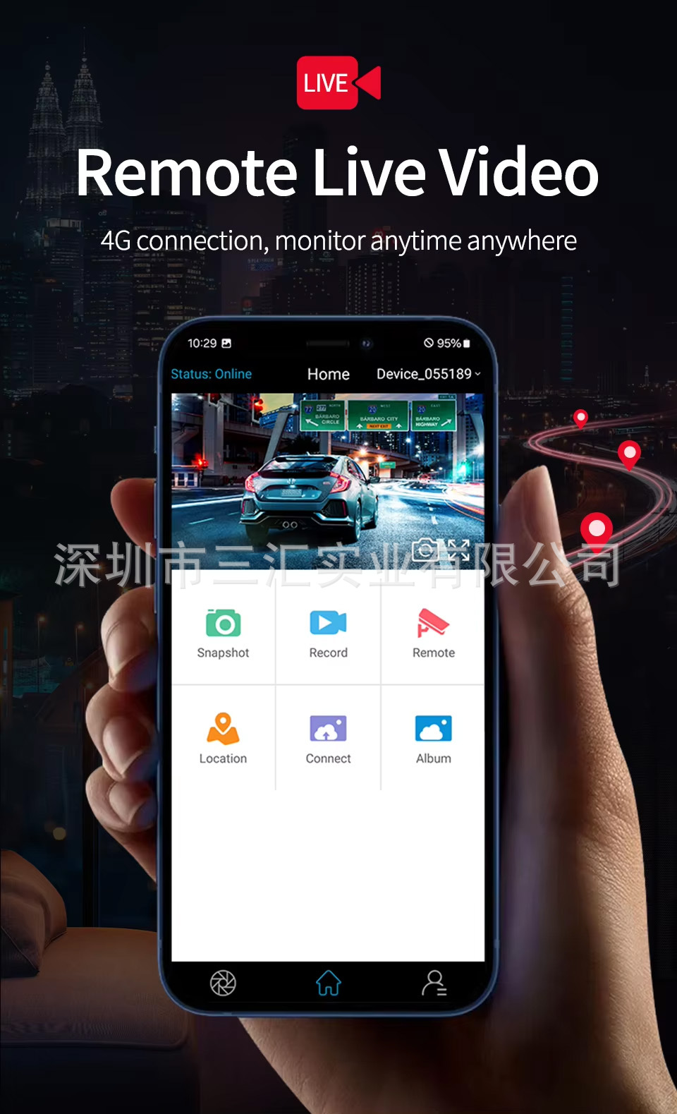 10-inch 4G dashcam with remote monitoring, carplay portable screen, reversing camera, car recorder