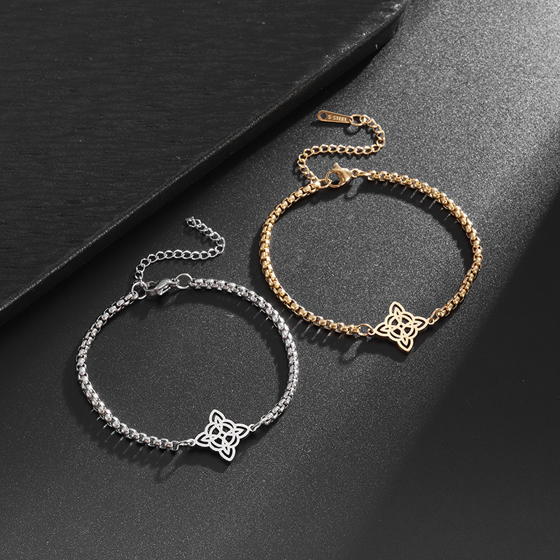 Amazon's Personalized Celtic Witch Bracelet, Fashionable and Elegant, European and American Style Stainless Steel Friendship Light Luxury Chain Bracelet Amazon's Personalized Celtic Witch Bracelet, Fashionable and Elegant, European and American Style Stainless Steel Friendship Light Luxury Chain Bracelet