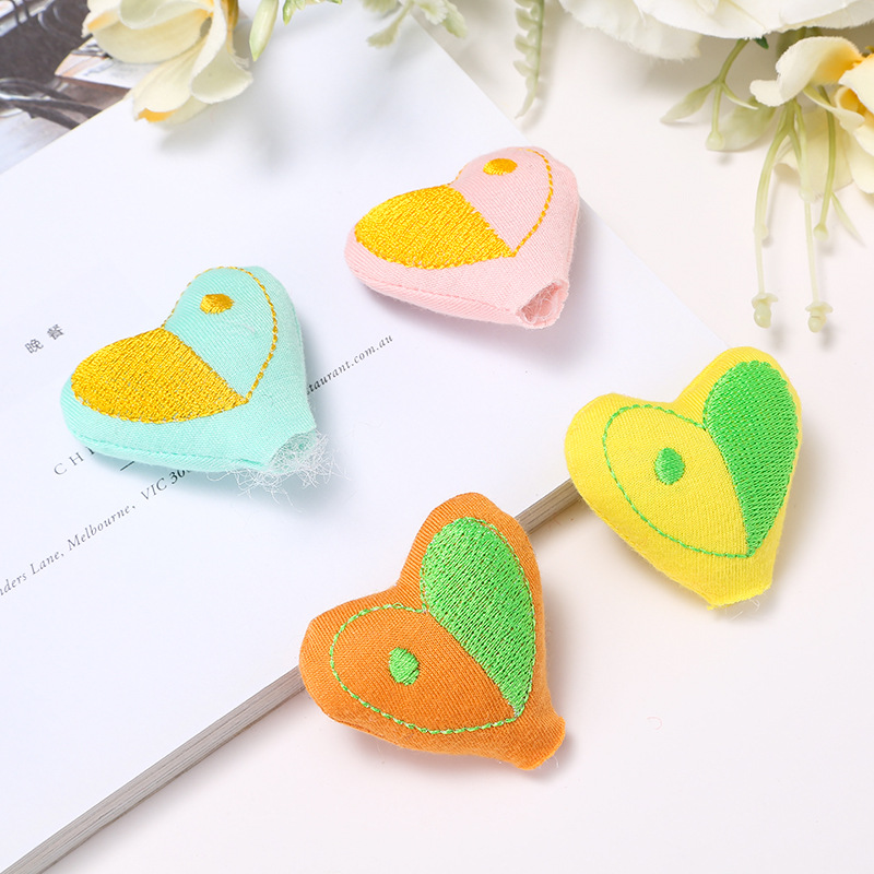 棉爱心DIY发饰头饰配件胸针辅料 刺绣桃心鞋包挂件工艺品材料批发