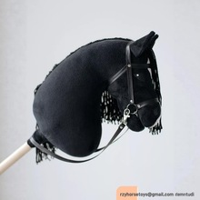 儿童玩具马头杖手眼协调木质环保万圣节动物造型毛绒马头棒批发