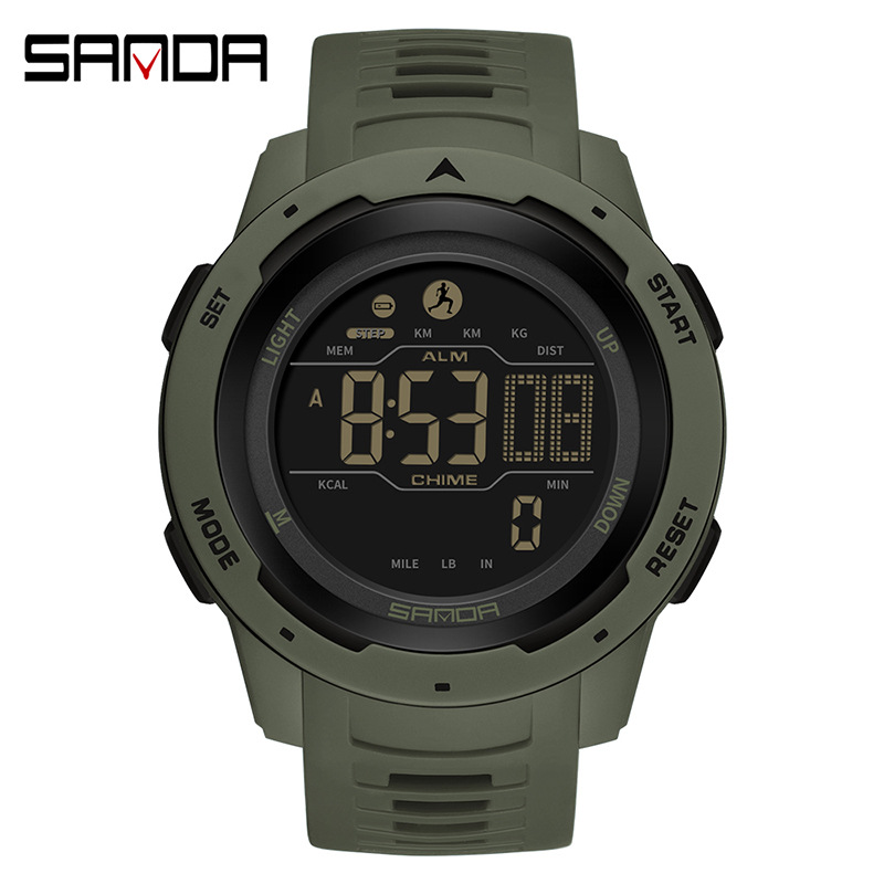 Sanda hombres inteligente deportes militar impermeable reloj paso contando calorías despertador consumo multifuncional reloj táctico