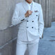 High-end double-breasted suit men's striped suit casual groom wedding dress business slim Korean suit wholesale