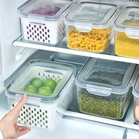 Пластиковый контейнер для хранения продуктов с крышкой, для холодильника и морозильной камеры, с дренажем для фруктов и овощей