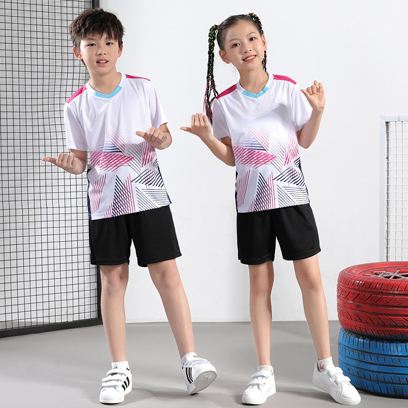 New Children's Badminton Set Spring Boys and Girls Table Tennis Quick-Dry Sports Short-Sleeve Volleyball Clothing