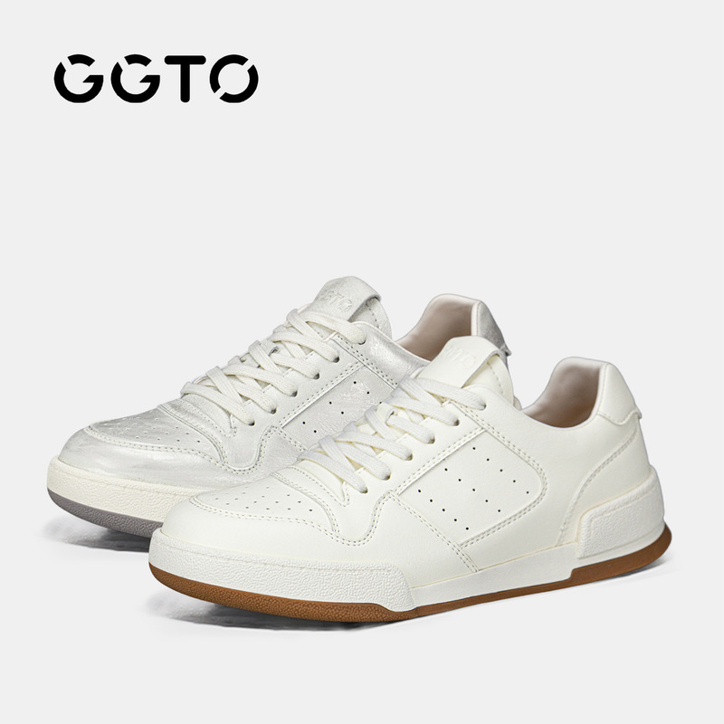 Ggto Genuine Leather Breathable Sneakers with Thick Soles and Height Increase, Women's White Shoes, 2026 Spring Soft-Soled Versatile Fashion Casual Shoes Ggto Genuine Leather Breathable Sneakers with Thick Soles and Height Increase, Women's White Shoes, 2026 Spring Soft-Soled Versatile Fashion Casual Shoes