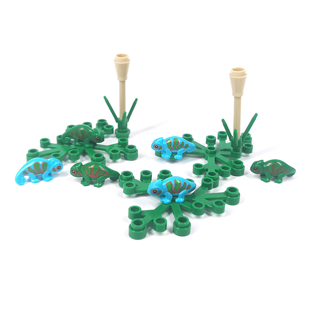 维乐斯 小颗粒57763零件积木蜥蜴变色龙动物森林园林场景装饰摆件