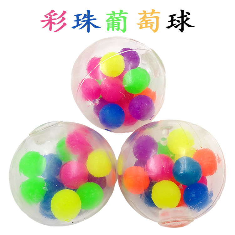 Neue Prise Musik Farbperlen Traubenball Dekompression Entlftung Spielzeug Neuheit Trick Regenbogen Farbballpicture1