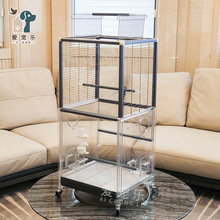 灰机鹦鹉笼304不锈钢大码金钢特大号大型双层鸟别墅 钢化玻璃鸟笼