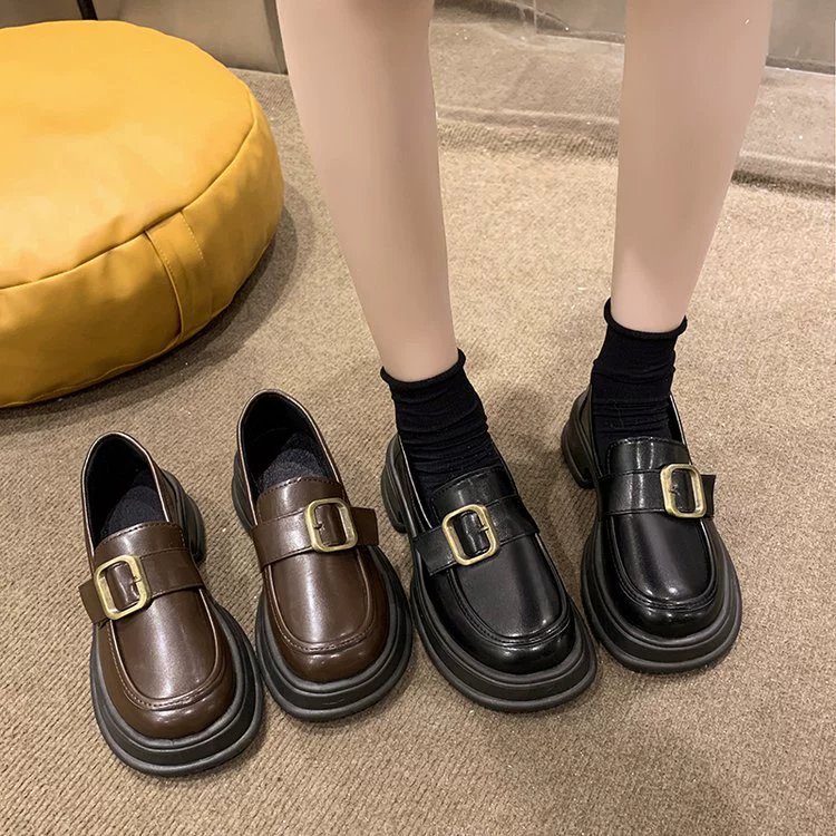 Footwear English style platform for leather shoes, universal suitable with a skirt, shoes, British style, 2023 collection, autumn