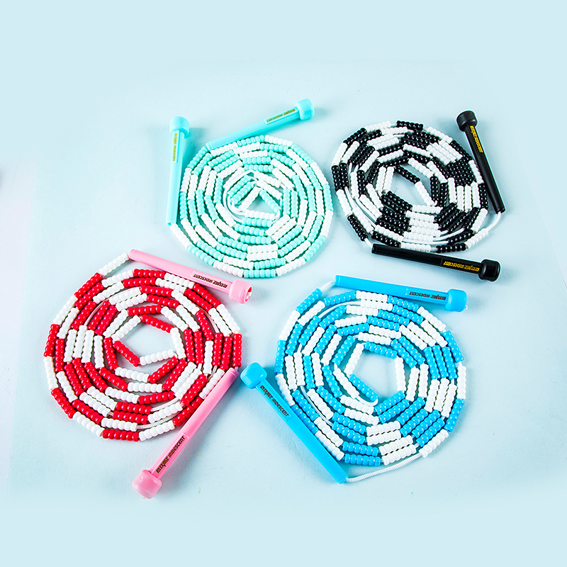 Gezhi 6118 cuerda de saltar de bambú entrenamiento deportivo para niños cuerda de saltar cuentas suaves cuerda de saltar de color longitud ajustable fácil de aprender