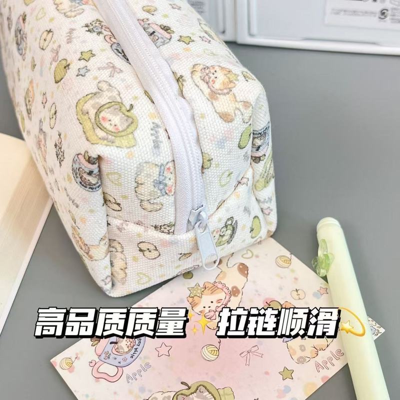 青苹果小猫笔袋ins风高颜值学生开学大容量文具笔袋化妆袋收纳袋|undefined