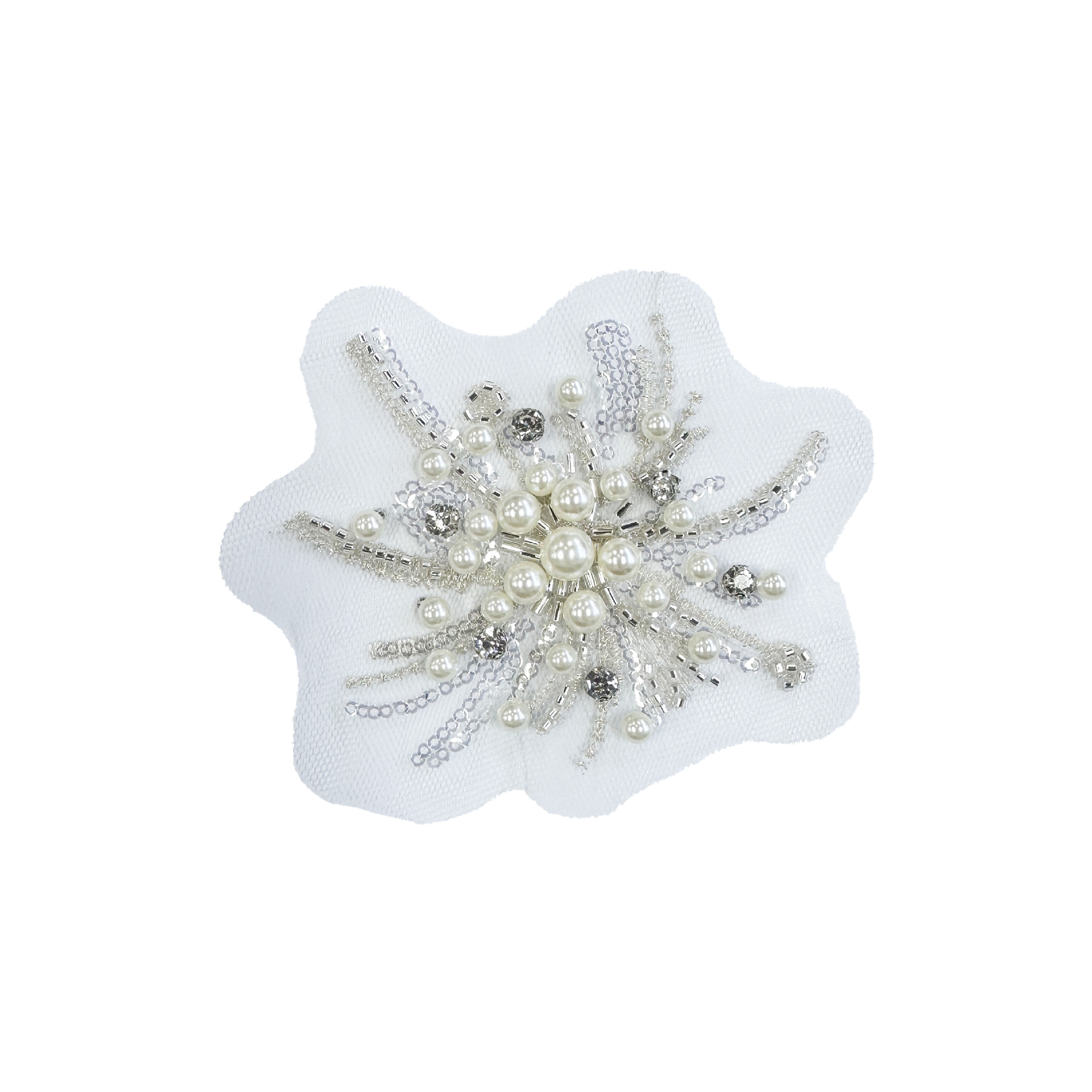 Industria pesada plata sequinilla perla tela de moda hecha a mano DIY ropa de mujer vestido camisa abrigo flores decorativas image 9