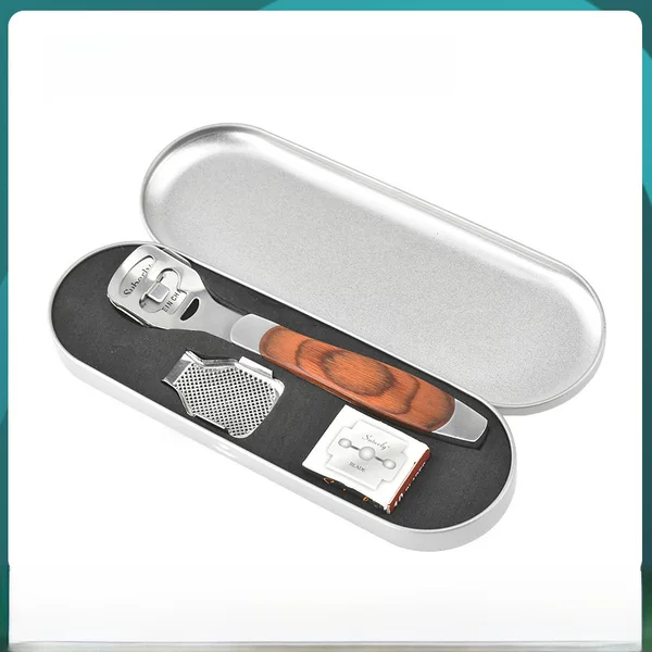 Solid wood color wood grain pedicure knife foot grinder stainless steel peeling Planer foot scraper foot cutter foot cutter suit tool