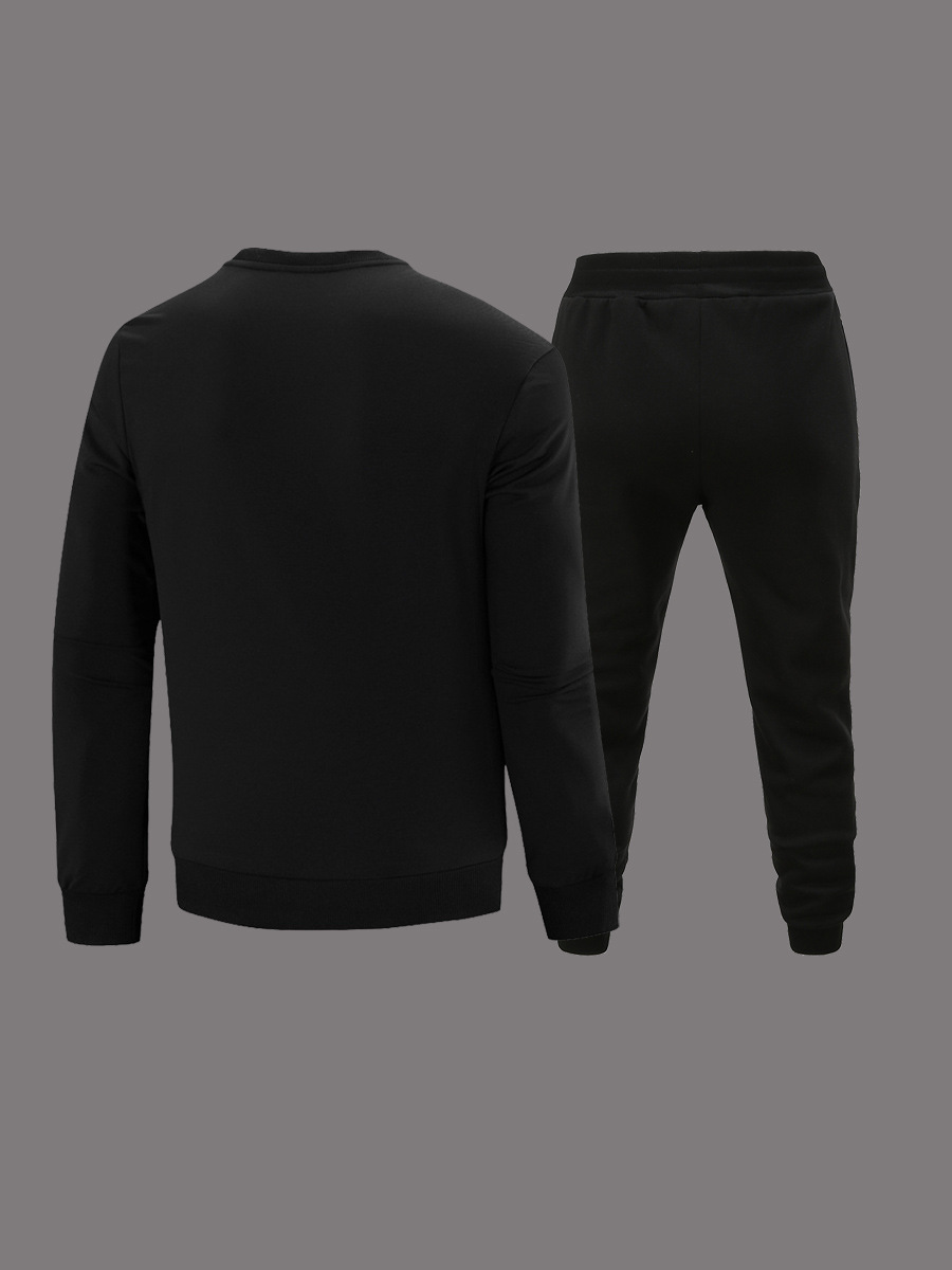 casual color matching round neck sweatshirt suit FULL letter print sweatshirt and sweatpants suit for women_voghion.com
