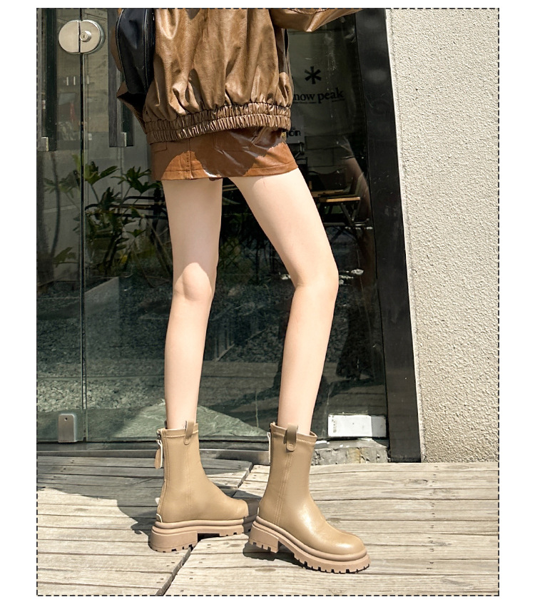 Damen Stiefeletten Aus Echtleder Mit Dicker Plateau Sohle_voghion.com