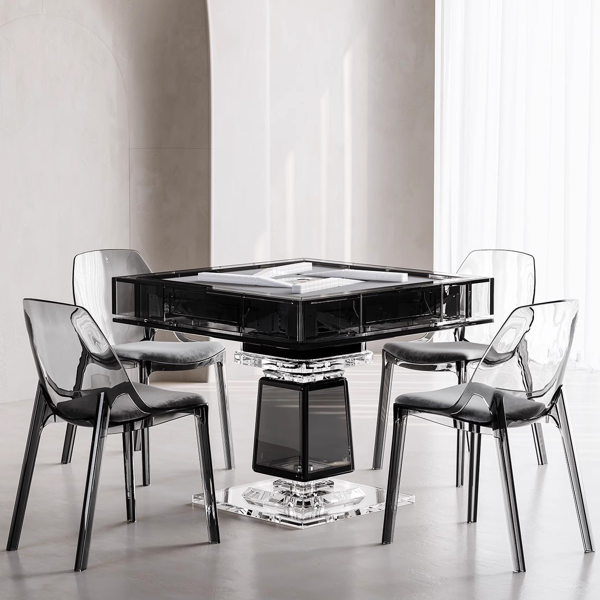 Mesa de mahjong completamente automática Club de entretenimiento Club Máquina de mahjong comercial Mesa de comedor Mesa de ajedrez cuadrada de doble uso Acrílico