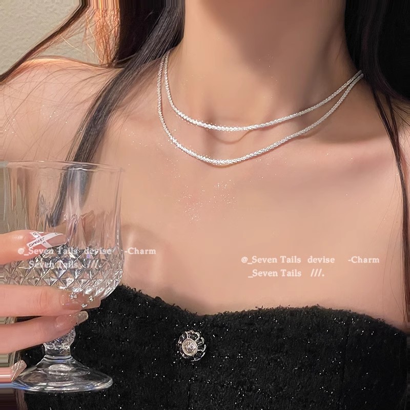 波光粼粼~滿天星項鍊女2023新款鎖骨鏈輕奢小眾簡約網紅頸鏈