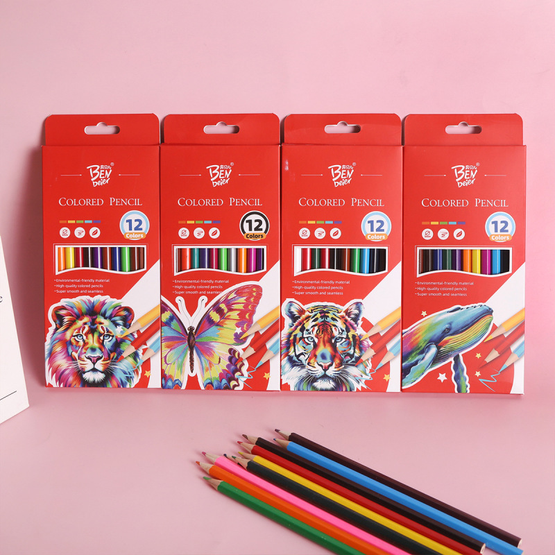跨境外贸动物世界彩色铅笔套装儿童小学生绘画油性彩铅笔厂家批发|undefined