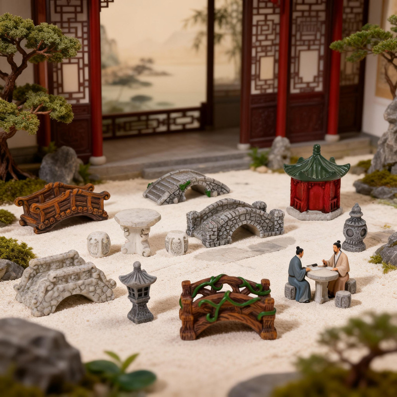 Micro-Landscape Creative Moss Retro Bridge Gardening Decoration Bonsai Tea Table Accessories Artwork Small Ornaments