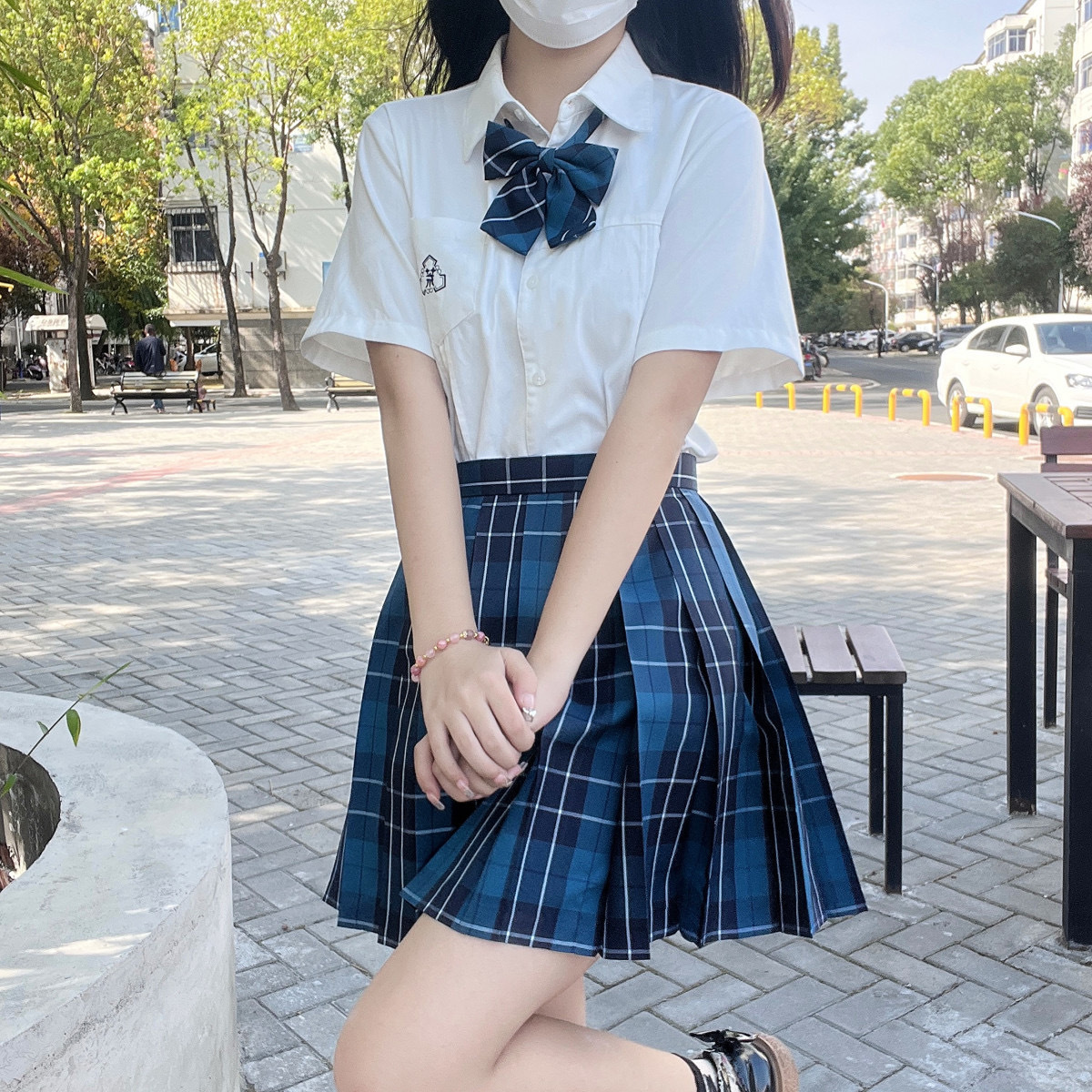 [Jk Uniform Suit] Authentic Summer Women's Short-Sleeved Shirt Full Set Student College Style Pleated Plaid Skirt Ready in Stock