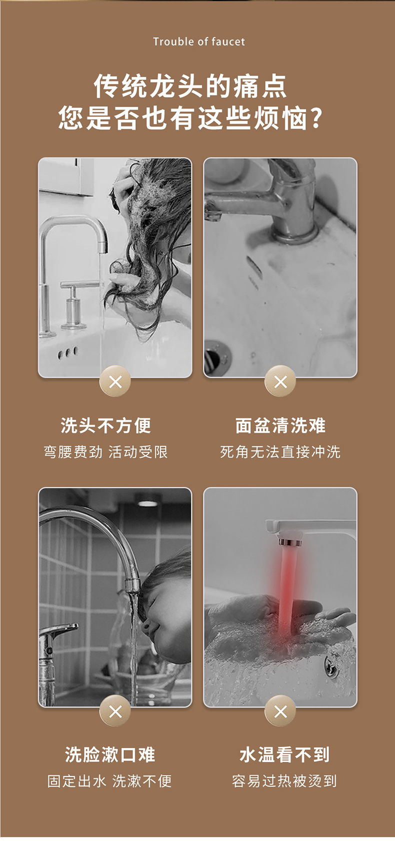 【 E-commerce dropshipping 】 Bathroom washbasin, washbasin, rotating, lifting, pull-out digital display faucet Application Scenario