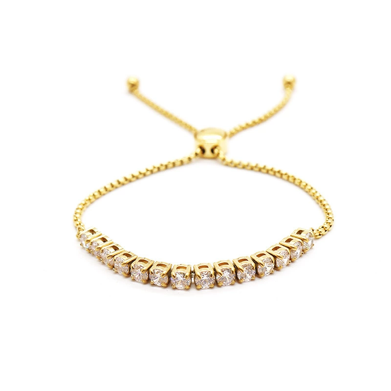 Tennis chain, zirconium, adjustable bracelet stainless steel, Amazon
