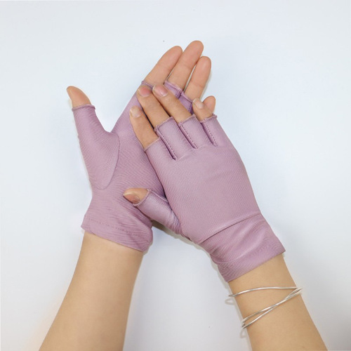 Half-finger gloves with five exposed fingers, ultra-lightweight model, suitable for manicure, square dancing, sun protection, cycling, driving, two-piece protection, picking.