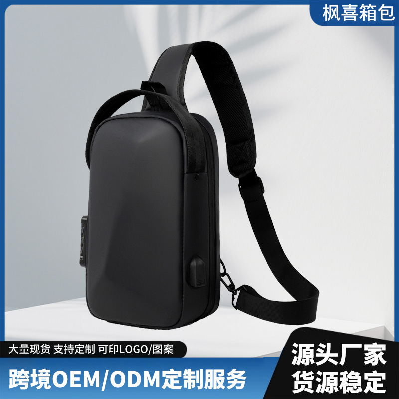 Cross-Border Men's Chest Bag Password Lock Business Commuting Chest Crossbody Bag Large Capacity Multifunctional Men's Shoulder Bag