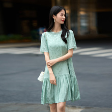 75291 小个子新品夏女装双乔真丝动物印花蛋糕裙重工钉珠连衣裙子