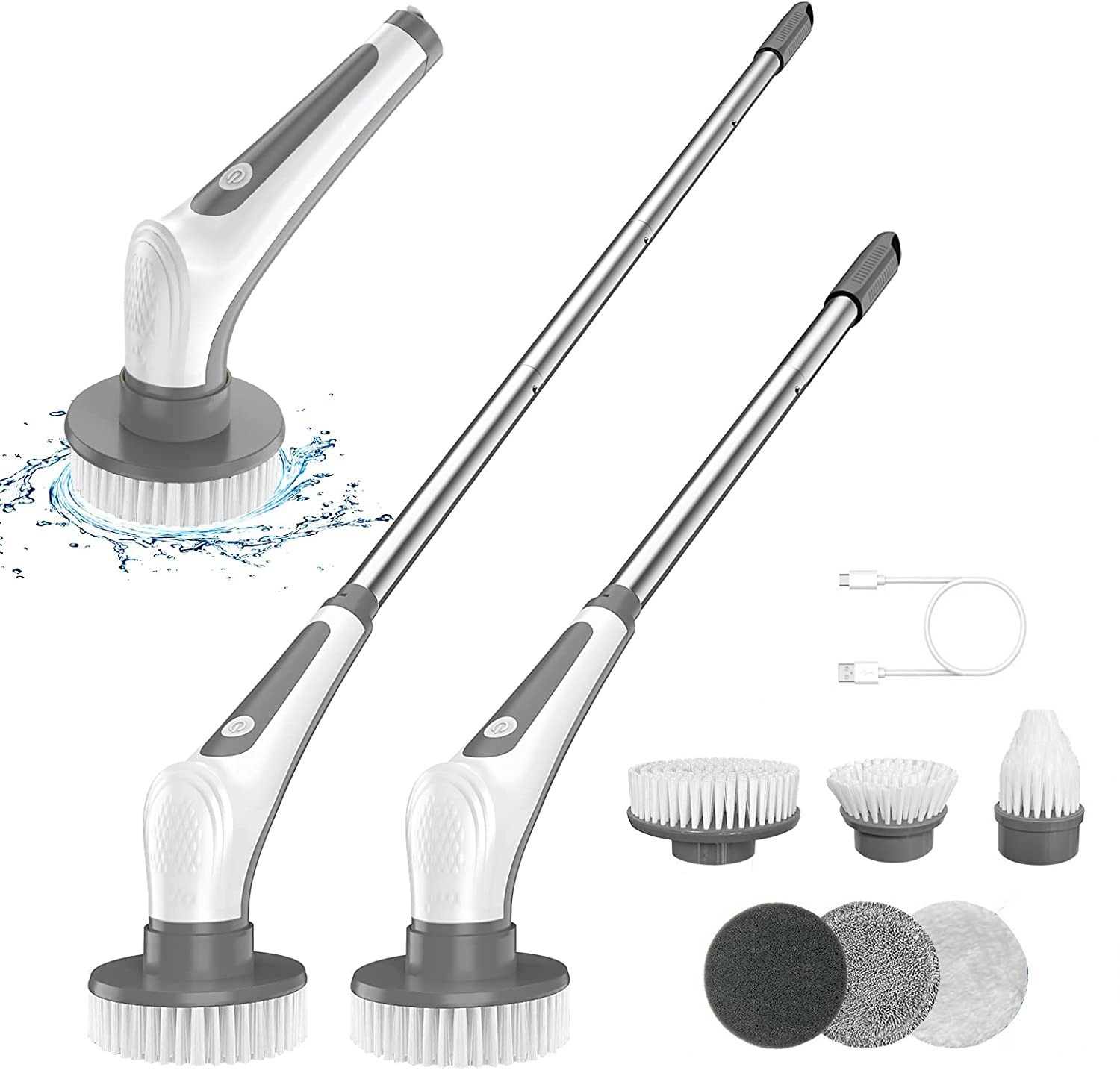 Cepillo de limpieza eléctrico multifuncional GH1002, cocina doméstica, baño, longitud de vidrio, cepillo de limpieza de doble uso