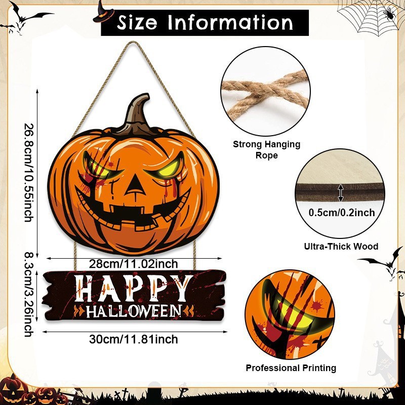 Colgar decoraciones transfronterizas Amazon Halloween calavera fantasma telaraña placa de madera decoraciones de madera para el hogar